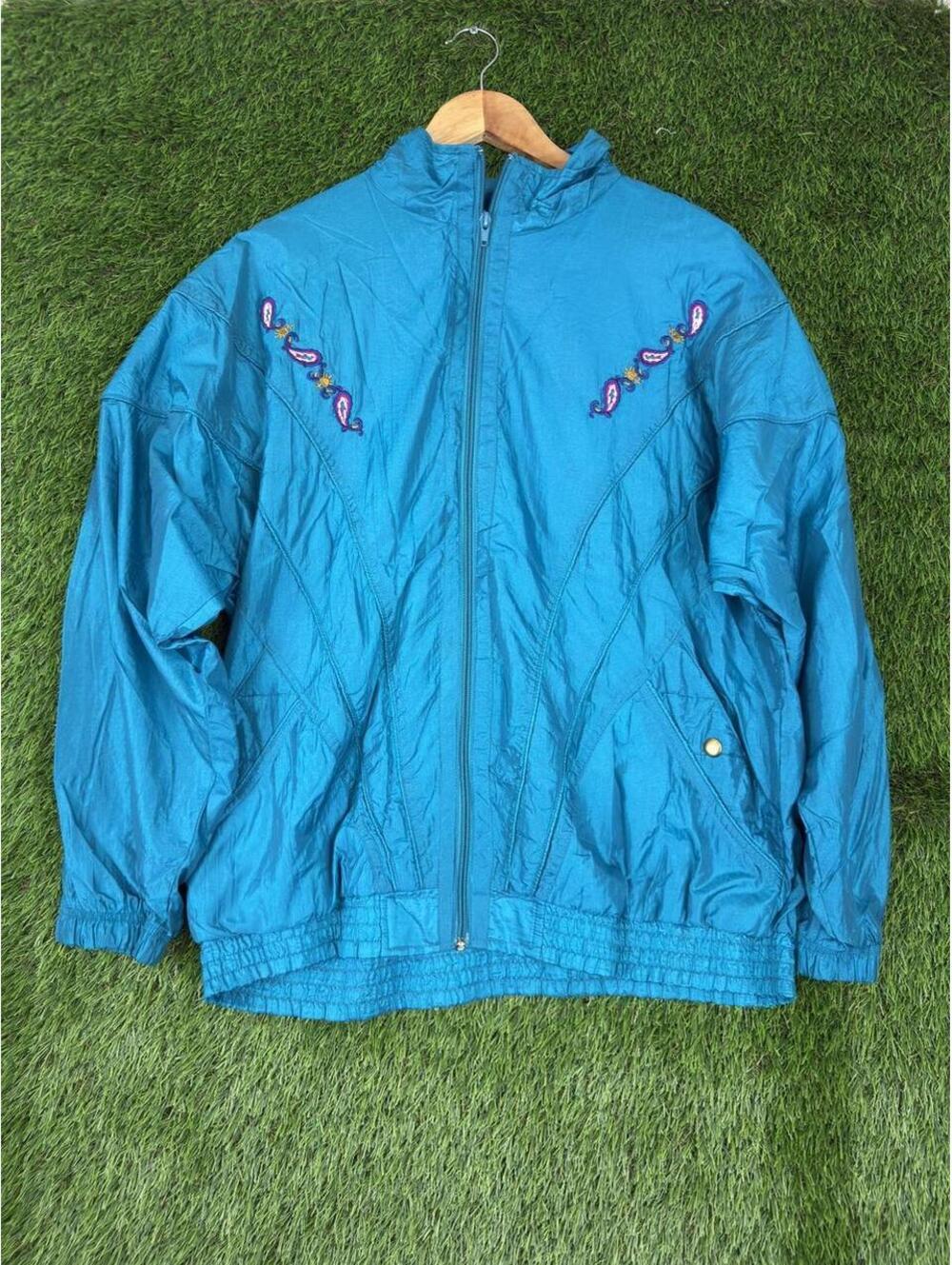 Vintage teal windbreaker jacket